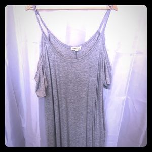 Cold shoulder maxi with side slits and pocket